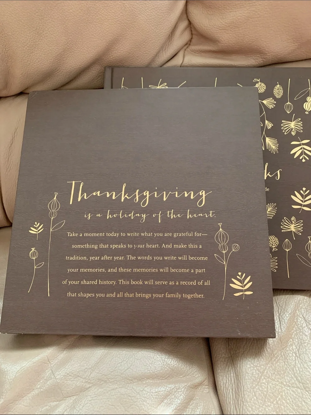 Giving Thanks Holiday Guest Journal — Brown with Gold Foil Accents